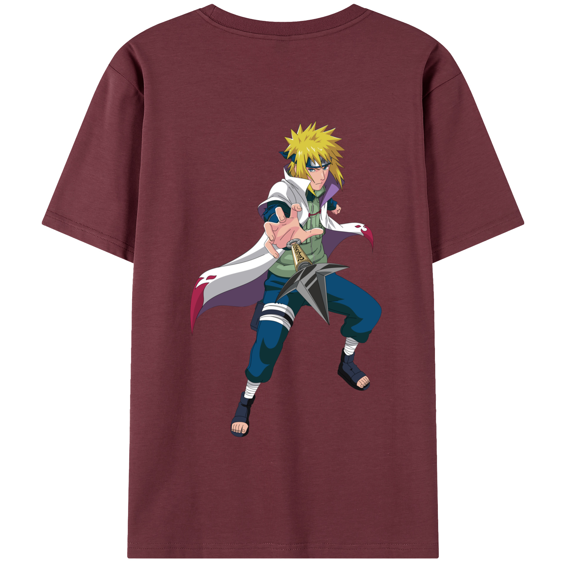 （画像用） NARUTO -ナルト- 波風 ミナト Namikaze Minato 綿100％半袖Tシャツ（背面プリント）
